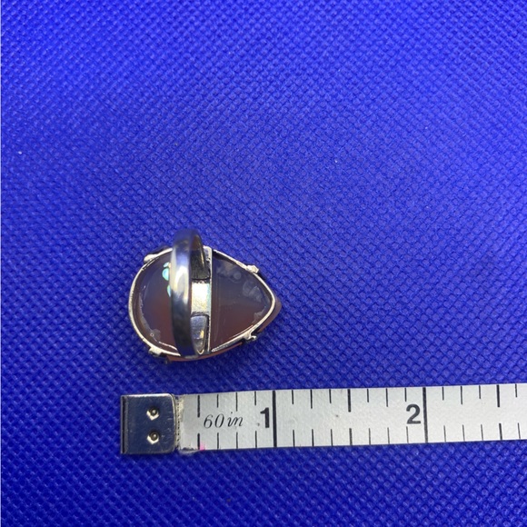 Sweet Peach Chalcedony Ring! .925 Sterling Silver Overlay, Size 5.75 - Picture 12 of 13